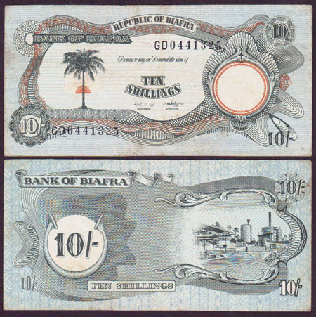 1968-69 Biafra 10 Shillings L000722